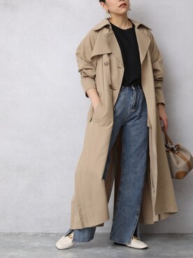 「ZOZOでしか買えない」｜「アイテム（トレンチコート）」を使った、ap retroさん（レディース・156cm）の春コーディネート