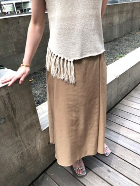 「RIVE DROITE（リヴドロワ）のフリンジニットタンク（ニット/セーター）」を使った、masamirdさん（レディース・170cm）の春コーディネート