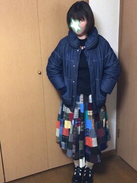 「mercibeaucoup,（メルシーボークー）のアイテム（ブルゾン）」を使った、鮎さん（レディース・164cm）の冬コーディネート