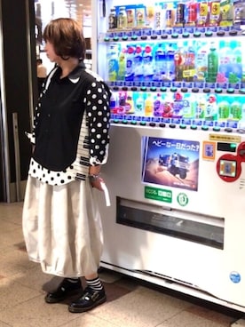 「ボーダーソックス」｜「アイテム（その他シューズ）」を使った、鮎さん（レディース・164cm）の夏コーディネート