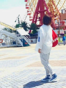 「マリンコーデ」｜「アイテム（アナログ腕時計）」を使った、鮎さん（レディース・164cm）の夏コーディネート