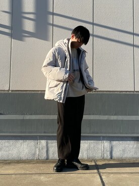 「JUNRED（ジュンレッド）のアイテム（ダウンジャケット/コート）」を使った、かめちゃんさん（メンズ・175cm）の秋コーディネート