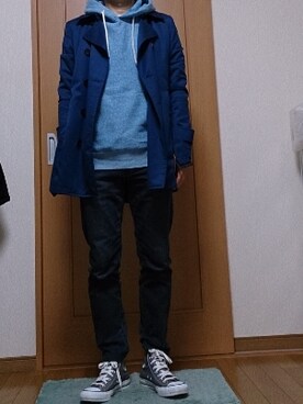 「プルオーバーパーカー」｜「アイテム（トレンチコート）」を使った、こうさん（メンズ・164cm）の春コーディネート