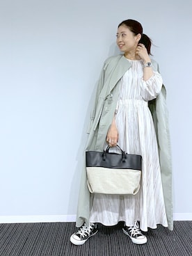 「Andemiu（アンデミュウ）のマーブルワンピース（ワンピース/ドレス、ブラウン系）」を使った、KANAさん（レディース・155cm）の冬コーディネート