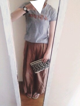 「coca（coca）（コカ）のアイテム（クラッチバッグ）」を使った、chiruさん（レディース・164cm）の夏コーディネート