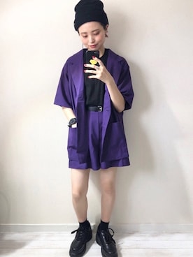 「WC（ダブル シー）のアイテム（テーラードジャケット）」を使った、moratoriamu.さん（レディース・155cm）の夏コーディネート