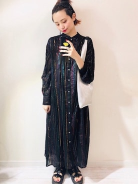 「OZOC（オゾック）のアイテム（トートバッグ）」を使った、moratoriamu.さん（レディース・155cm）の夏コーディネート