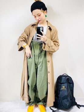 「JEANASIS（ジーナシス）のアイテム（ステンカラーコート）」を使った、moratoriamu.さん（レディース・155cm）の秋コーディネート