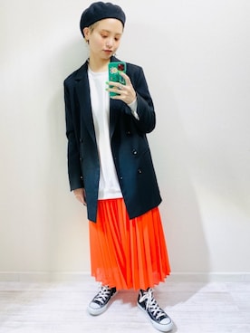 「アイテム（ピアス（片耳用）、グレー系）」を使った、moratoriamu.さん（レディース・155cm）の春コーディネート