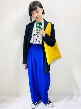 「アイテム（ピアス（片耳用）、グレー系）」を使った、moratoriamu.さん（レディース・155cm）の春コーディネート
