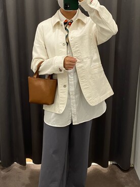「アイテム（スウェットパンツ、パープル系）」を使った、Annjさん（レディース・150cm）の春コーディネート
