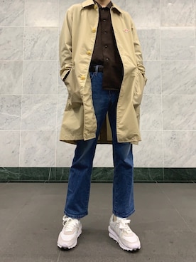 「DANTON（ダントン）のアイテム（ステンカラーコート）」を使った、unoさん（メンズ・179cm）の春コーディネート