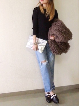 「DHOLIC（ディーホリック）のアイテム（その他アウター）」を使った、mueさん（レディース・158cm）の冬コーディネート