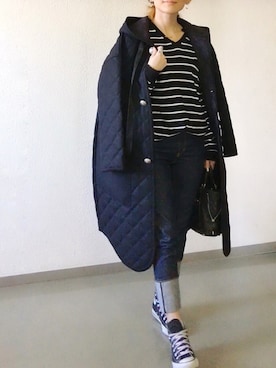 「キルティングコート」｜mueさん（レディース・158cm）の冬コーディネート