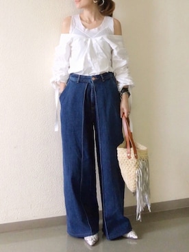 「Cher（シェル）のアイテム」を使った、mueさん（レディース・158cm）の春コーディネート