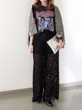 「ロックT」｜「アイテム（ブルゾン）」を使った、mueさん（レディース・158cm）の春コーディネート