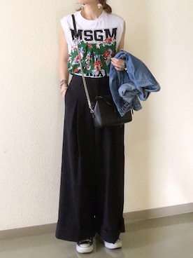「made in HEAVEN（メイドインヘブン）のアイテム（ジャケット/アウター）」を使った、mueさん（レディース・158cm）の夏コーディネート