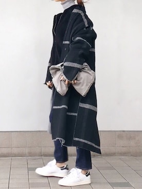「タートルネック」｜「アイテム（ジャージ）」を使った、mueさん（レディース・158cm）の冬コーディネート
