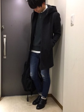 「EDIFICE（エディフィス）のアイテム（その他アウター）」を使った、なつさん（メンズ・182cm）の冬コーディネート
