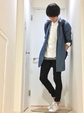 「シャツオンシャツ」｜なつさん（メンズ・182cm）の春コーディネート