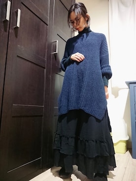 「blue」｜「アイテム（その他）」を使った、nekohitoさん（レディース・165cm）の冬コーディネート