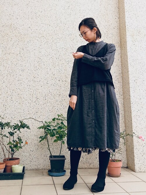 Nekohito 無印良品の襯衫洋裝を使ったコーディネート Wear