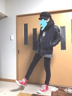 「JOURNAL STANDARD（ジャーナルスタンダード）のアイテム（スタジャン）」を使った、ぽんひろ🐥🐥さん（メンズ・166cm）の冬コーディネート