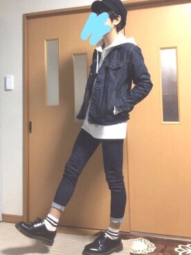 「プルオーバーパーカー」｜「アイテム（その他シューズ）」を使った、ぽんひろ🐥🐥さん（メンズ・166cm）の冬コーディネート