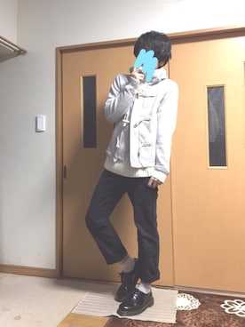 「The DUFFER of ST.GEORGE（ザダファーオブセントジョージ）のアイテム（ダッフルコート）」を使った、ぽんひろ🐥🐥さん（メンズ・166cm）の冬コーディネート