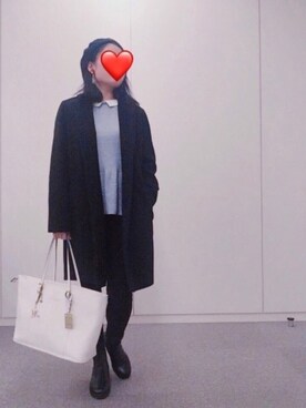 「おおぶりピアス」｜「アイテム（チェスターコート）」を使った、mamimamiさん（レディース・155cm）の冬コーディネート