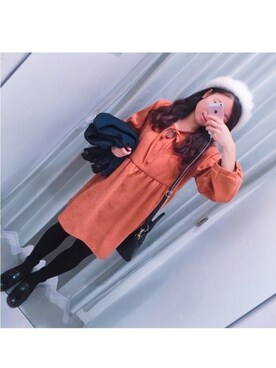 「gotomallのアイテム（ワンピース、ブラウン系）」を使った、mamimamiさん（レディース・155cm）の春コーディネート