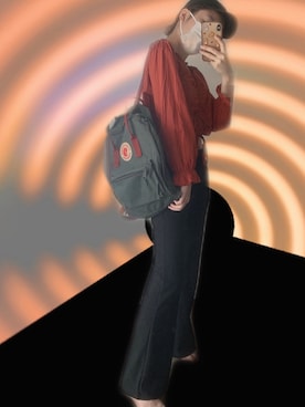 「Fjallraven Kanken（フェールラーベンカンケン）のFJALLRAVEN / kanken（バックパック/リュック、グリーン系）」を使った、mamimamiさん（レディース・155cm）の夏コーディネート