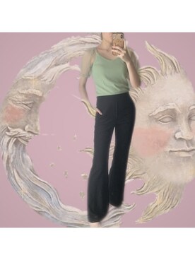 「GRL（グレイル）のフレアパンツ（その他パンツ、ブラック系）」を使った、mamimamiさん（レディース・155cm）の夏コーディネート
