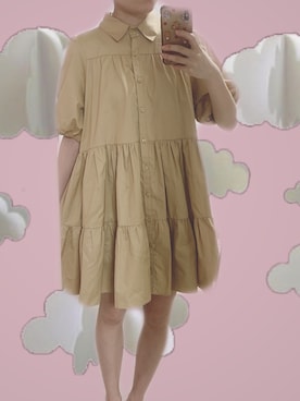 「ZARA（ザラ）のアイテム（シャツワンピース、ベージュ系）」を使った、mamimamiさん（レディース・155cm）の夏コーディネート