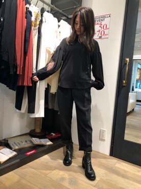 「Yasutoshi Ezumi（ヤストシエズミ）のアイテム（パンツ）」を使った、Yukinob2ndさん（レディース・156cm）の夏コーディネート