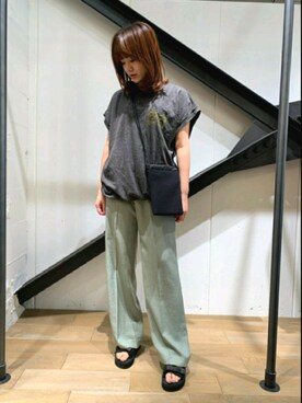 「スポサン」｜「アイテム（スラックス）」を使った、Yukinob2ndさん（レディース・156cm）の春コーディネート