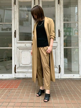 「仕事着」｜「アイテム（ステンカラーコート）」を使った、Yukinob2ndさん（レディース・156cm）の夏コーディネート