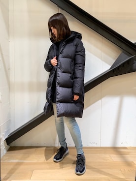 「MONCLER（モンクレール）のアイテム（ダウンジャケット/コート）」を使った、Yukinob2ndさん（レディース・156cm）の秋コーディネート