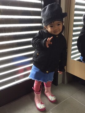 「ZARA KIDSのアイテム（ナイロンジャケット）」を使った、miperoさん（キッズ・80cm）の冬コーディネート