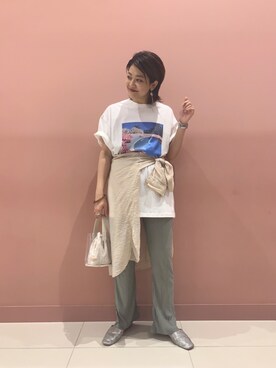 「SENSE OF PLACE by URBAN RESEARCH（センスオブプレイスバイアーバンリサーチ）のアイテム（スリッポン）」を使った、CHIBANAさん（レディース・160cm）の夏コーディネート