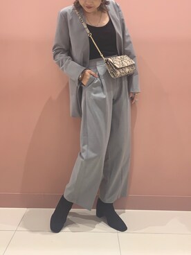 「スタッフセンバツ」｜「アイテム（ノーカラージャケット）」を使った、CHIBANAさん（レディース・160cm）の秋コーディネート