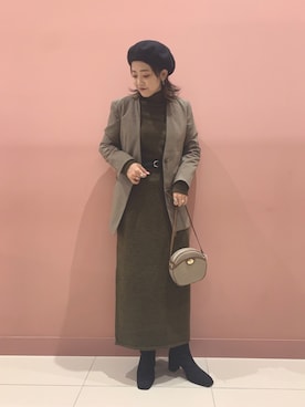 「SENSE OF PLACE by URBAN RESEARCH（センスオブプレイスバイアーバンリサーチ）のストレッチアルパカニットワンピース（ワンピース）」を使った、CHIBANAさん（レディース・160cm）の秋コーディネート