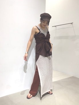 「ブラウンコーデ」｜「アイテム（キャスケット）」を使った、CHIBANAさん（レディース・160cm）の夏コーディネート