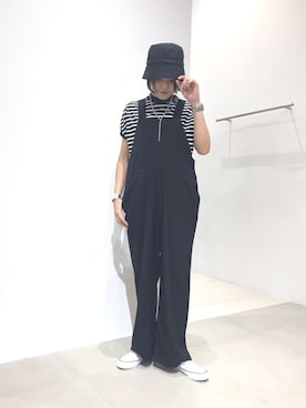 「SENSE OF PLACE by URBAN RESEARCH（センスオブプレイスバイアーバンリサーチ）のアイテム（サロペット/オーバーオール）」を使った、CHIBANAさん（レディース・160cm）の夏コーディネート