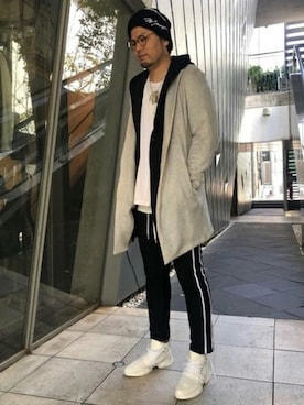 「TORNADO MART（トルネードマート）のアイテム（帽子）」を使った、SUGIMURAさん（メンズ・181cm）の秋コーディネート