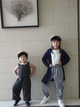 「northface（ノースフェイス）のアイテム（帽子）」を使った、Reenaさん（キッズ・120cm）の秋コーディネート