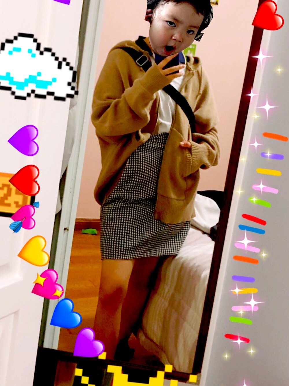 「neighbor girlのアイテム（ニット/セーター、ブラウン系）」を使った、啊涵啊哈さん（レディース・167cm）の秋コーディネートの1枚目の写真