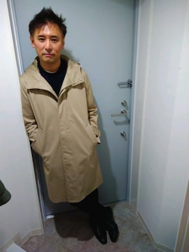 「ステンカラーコート ベージュ」｜atunndoさん（メンズ・170cm）の春コーディネート