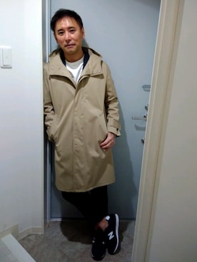 「ステンカラーコート ベージュ」｜atunndoさん（メンズ・170cm）の春コーディネート