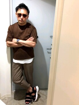 「LARS LARSEN（ラースラーセン）のアイテム（アナログ腕時計）」を使った、atunndoさん（メンズ・170cm）の夏コーディネート